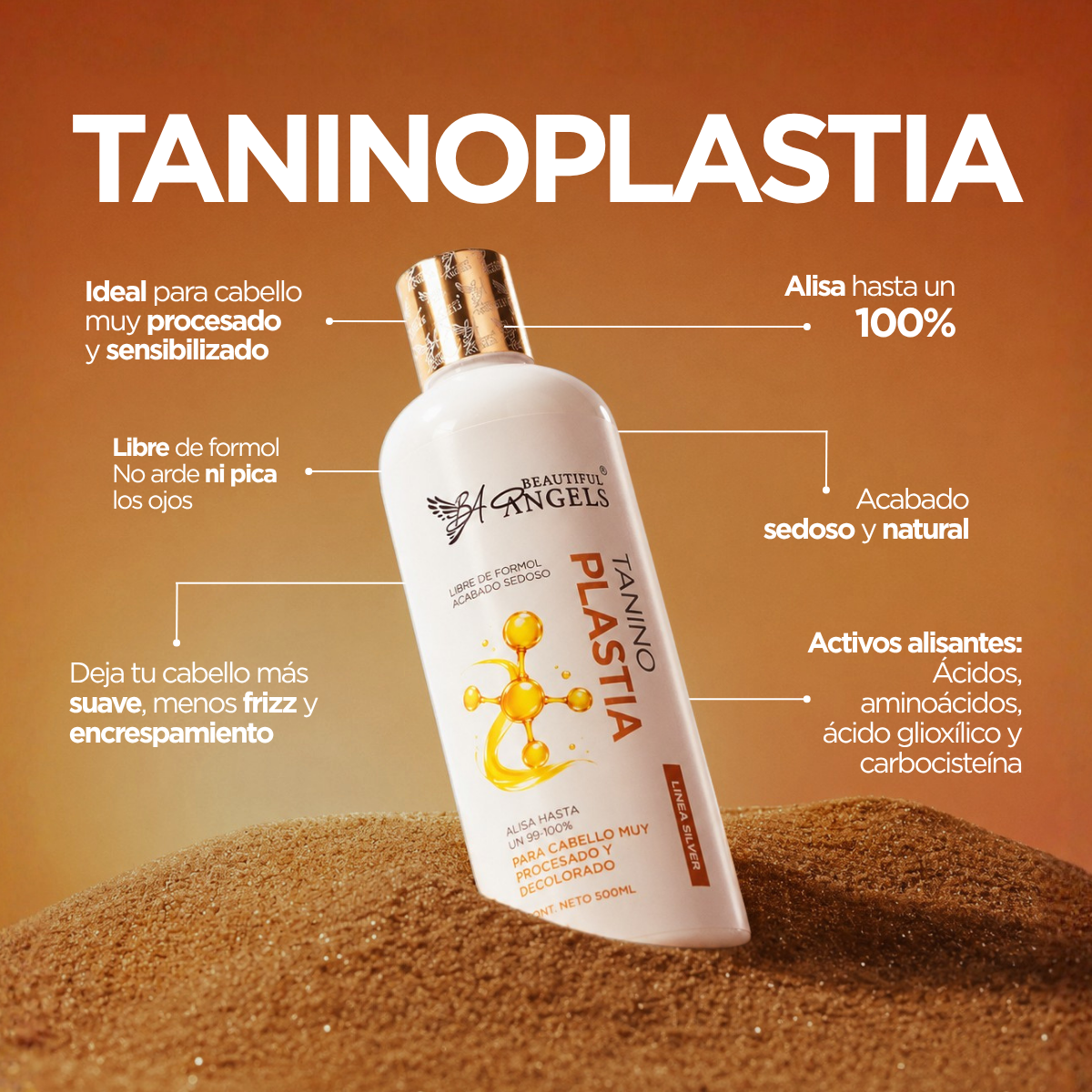 Kit Básico Taninoplastia 500ml — Beautiful Angels | Mejora Elasticidad y Resistencia de tu Melena, Cabello Suave, Fuerte y Sin Encrespamiento