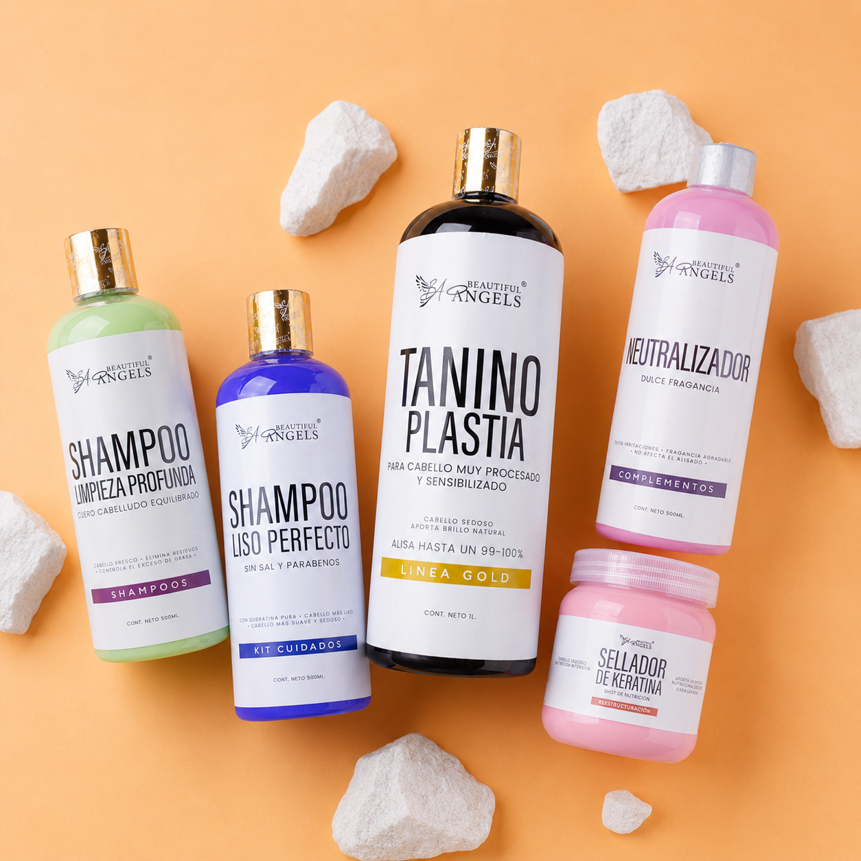 Kit Taninoplastia Gold + Shampoo Limpieza Profunda + Shampoo Liso Perfecto + Neutralizador + Sellador de Keratina