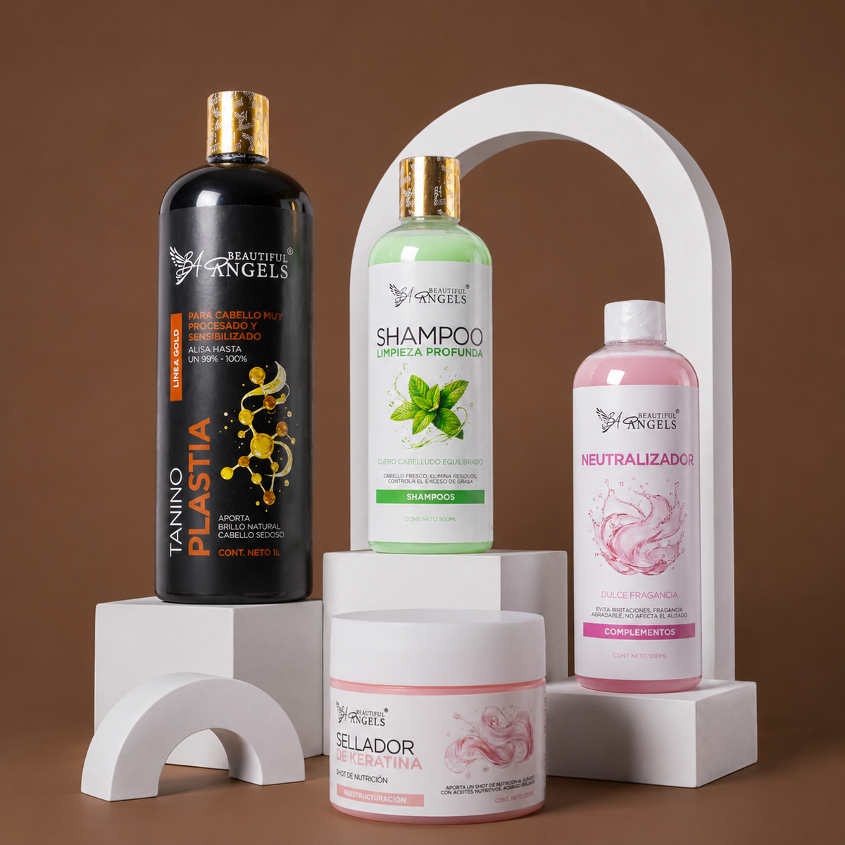 Kit Taninoplastia Gold 1L + Shampoo Limpieza Profunda 500ML + Neutralizador 500ML + Sellador de Keratina 250ML