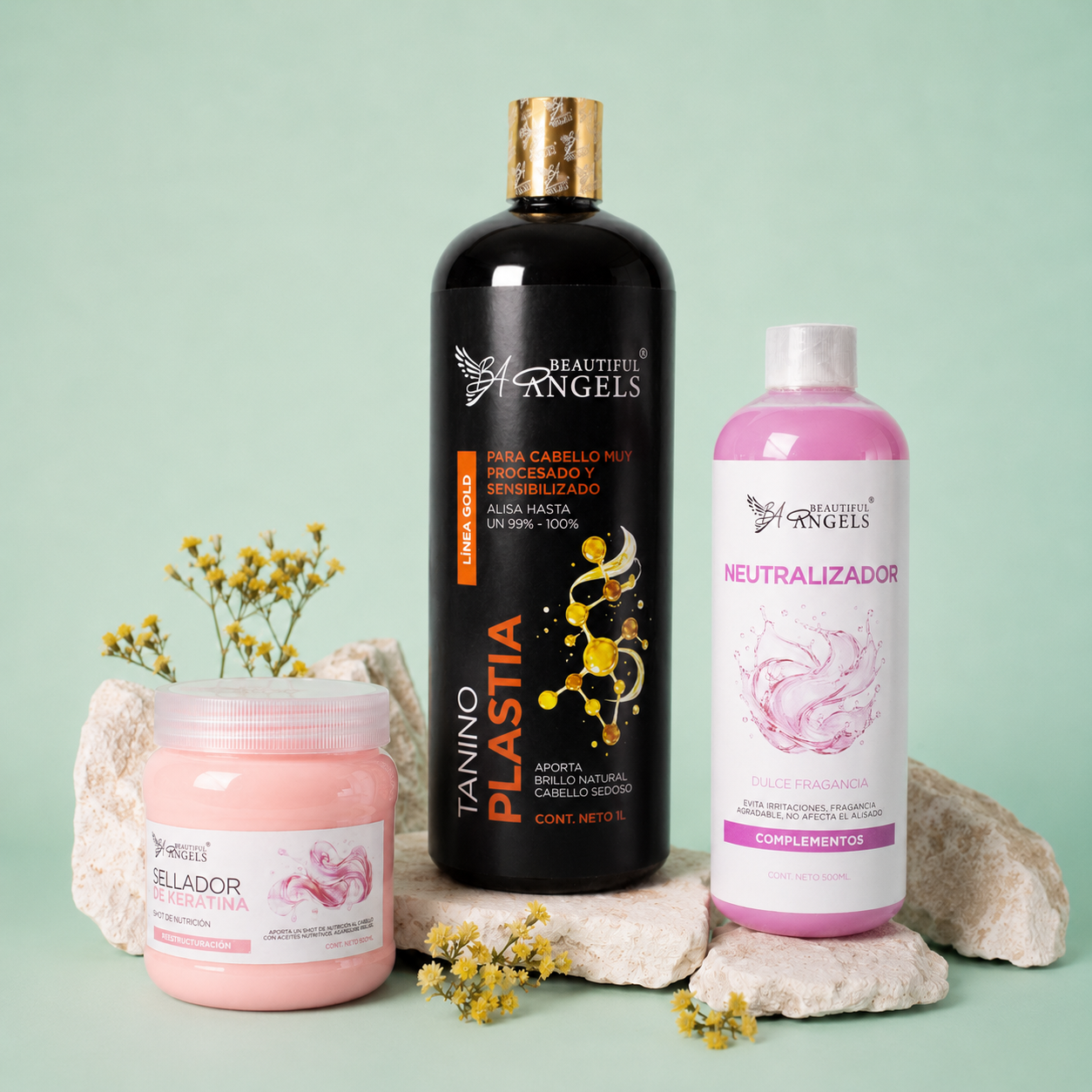Kit Taninoplastia Gold 1L+ Neutralizador 500ML + Sellador de Keratina 250ML