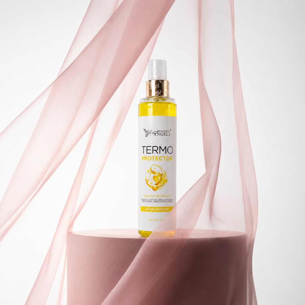Termo Protector 250ml para el Cabello Beautiful Angels: Protección Térmica hasta 230 °C, Enriquecido con Aceites Vegetales, Proteínas para Aportar Brillo Controlar el Frizz