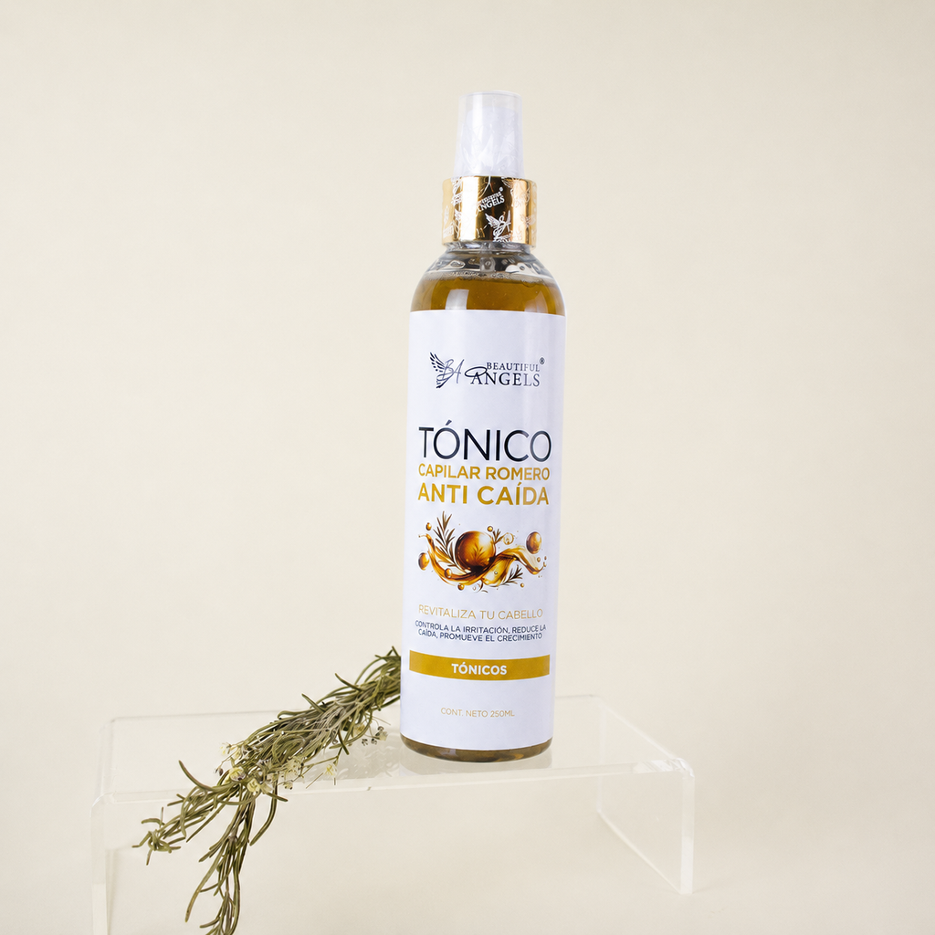 Tónico de Romero Anti Caída 250ml Beautiful Angels: Fortalece y Revitaliza Todo Tipo de Cabello, Estimula un Crecimiento más Fuerte y Abundante, Aporta Brillo, Suavidad y una Sensación de Frescura