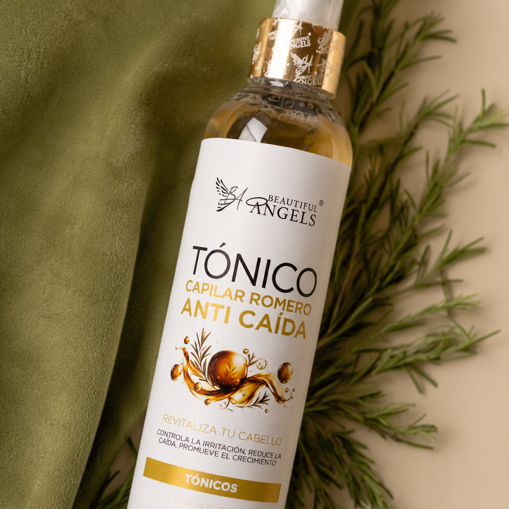 Tónico de Romero Anti Caída 250ml Beautiful Angels: Fortalece y Revitaliza Todo Tipo de Cabello, Estimula un Crecimiento más Fuerte y Abundante, Aporta Brillo, Suavidad y una Sensación de Frescura