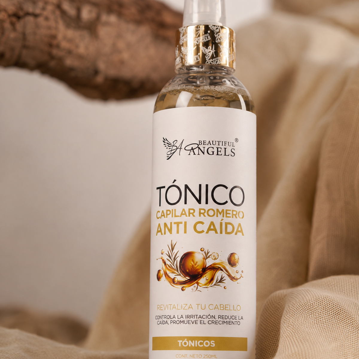 Tónico de Romero Anti Caída 250ml Beautiful Angels: Fortalece y Revitaliza Todo Tipo de Cabello, Estimula un Crecimiento más Fuerte y Abundante, Aporta Brillo, Suavidad y una Sensación de Frescura