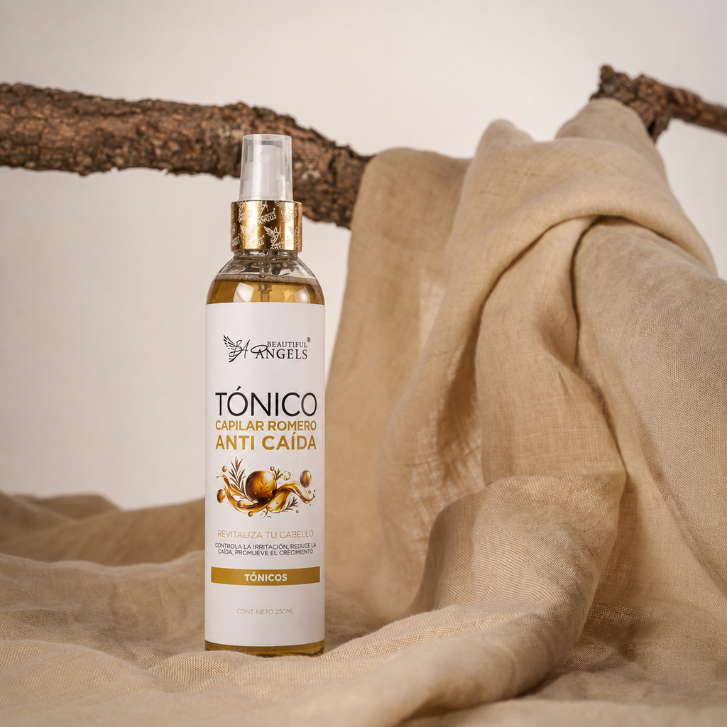 Tónico de Romero Anti Caída 250ml Beautiful Angels: Fortalece y Revitaliza Todo Tipo de Cabello, Estimula un Crecimiento más Fuerte y Abundante, Aporta Brillo, Suavidad y una Sensación de Frescura