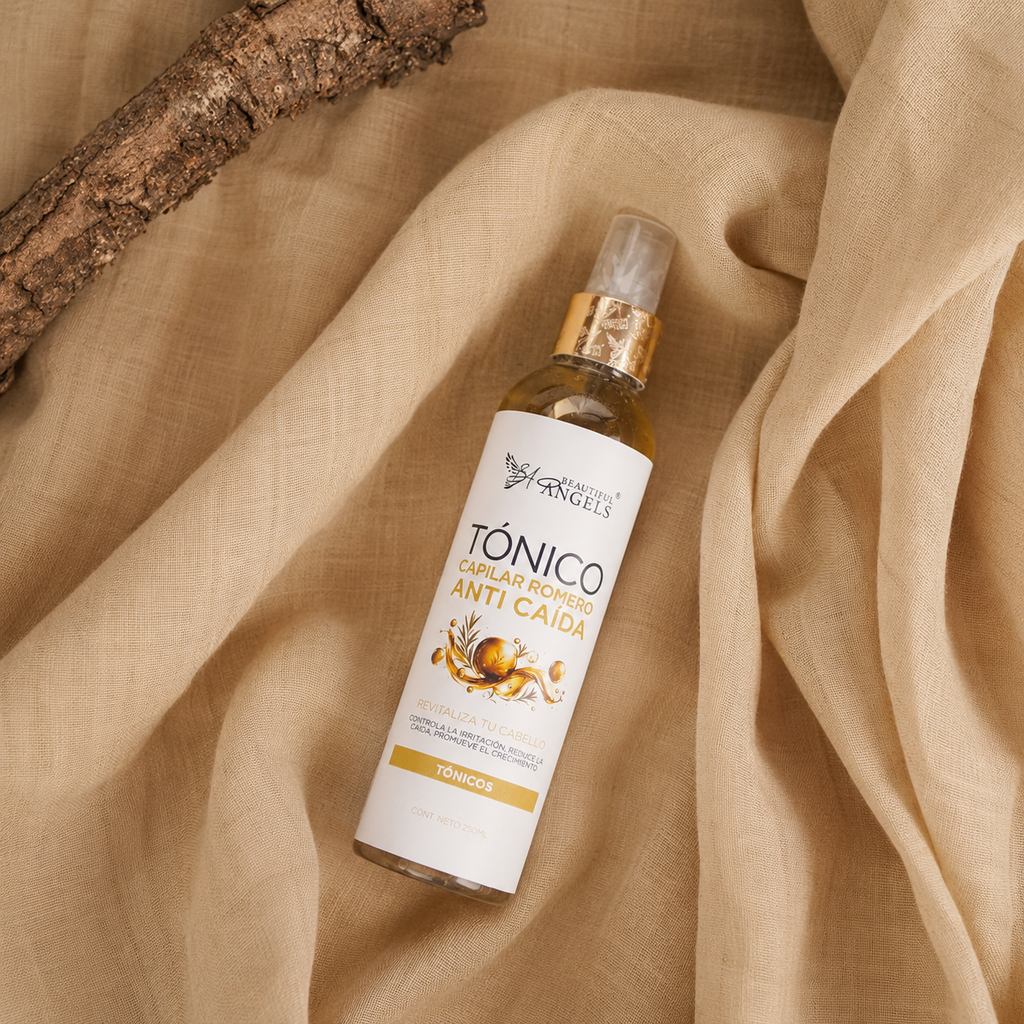 Tónico de Romero Anti Caída 250ml Beautiful Angels: Fortalece y Revitaliza Todo Tipo de Cabello, Estimula un Crecimiento más Fuerte y Abundante, Aporta Brillo, Suavidad y una Sensación de Frescura