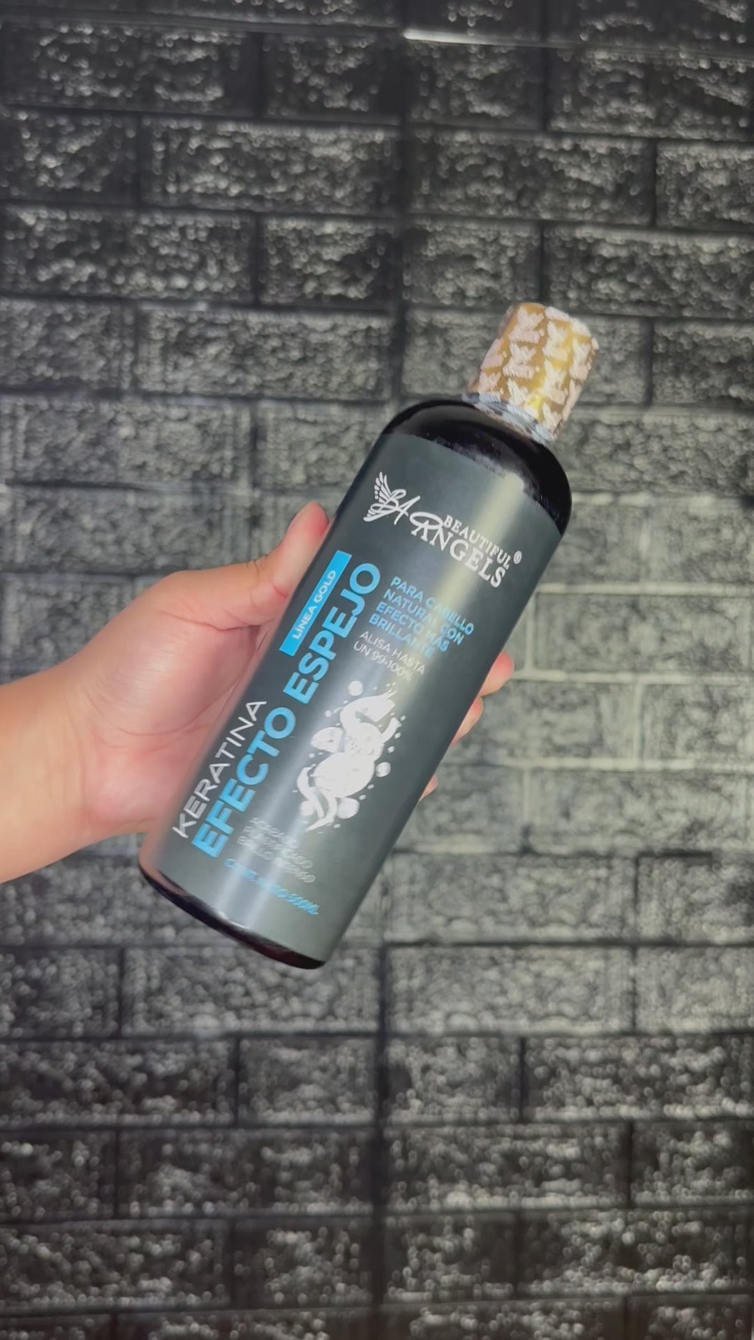 Kit Básico Keratina Efecto Espejo Gold 500ml- Beautiful Angels, Acabado Liso, Brillante con Cabello Suave, Controlado, Natural y Duradero, Manejable, con Sellado de Puntas