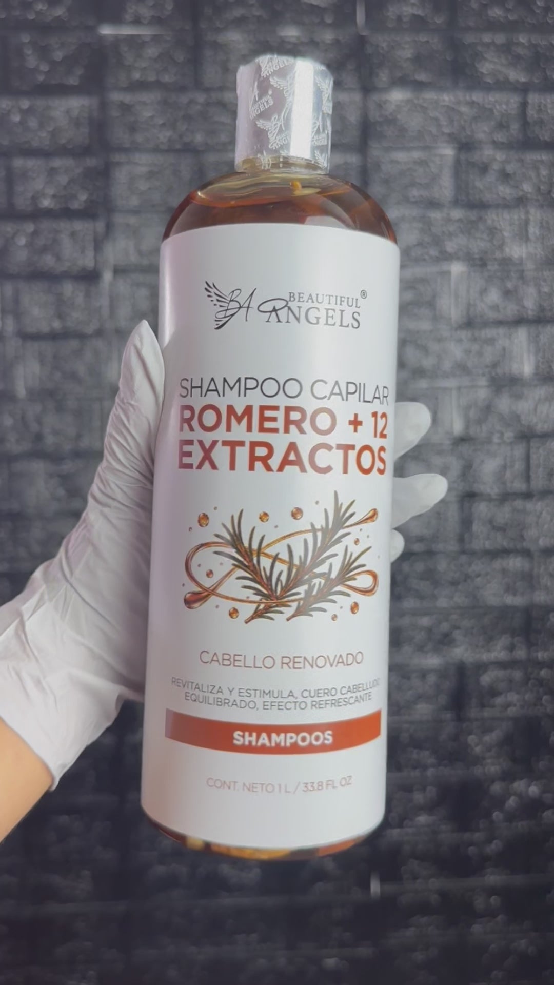 Shampoo Capilar Romero + 12 Extractos Beautiful Angels: Revitaliza y Estimula el Crecimiento, Fortalece y Reduce la Fragilidad ,Aporta Brillo y Sedosidad