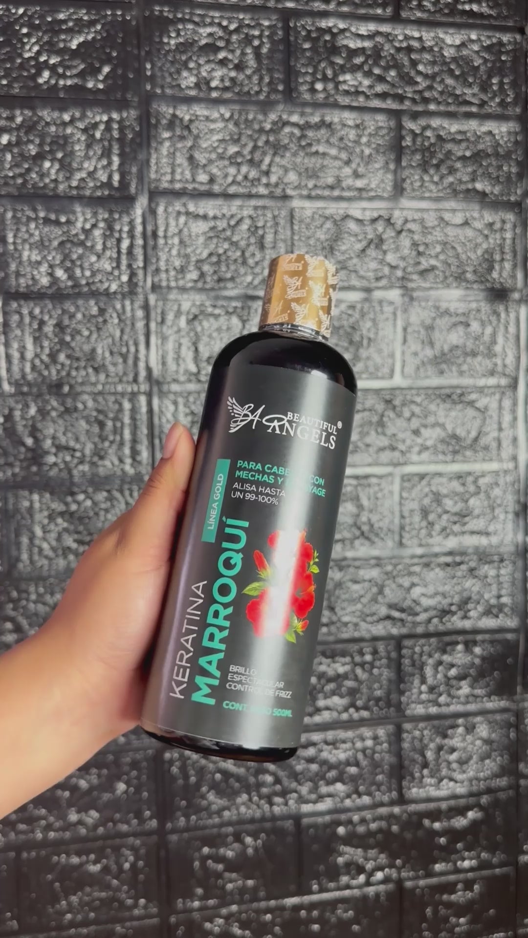 Kit Profesional Keratina Marroquí Gold 500ml Beautiful Angels — Liso Natural y con Movimiento, Ideal para Mechas y Balayage