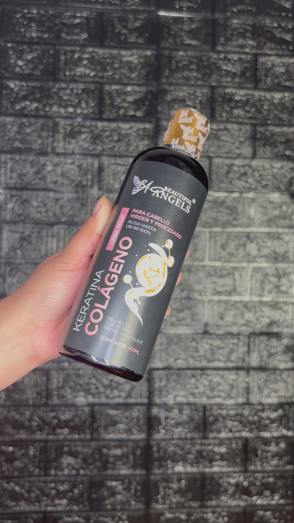 Kit Básico de Keratina Colágeno Gold 500ml– Beautiful Angels, para Cabello Procesado o Virgen, Mejora la Textura, Aumenta la Elasticidad y Resistencia