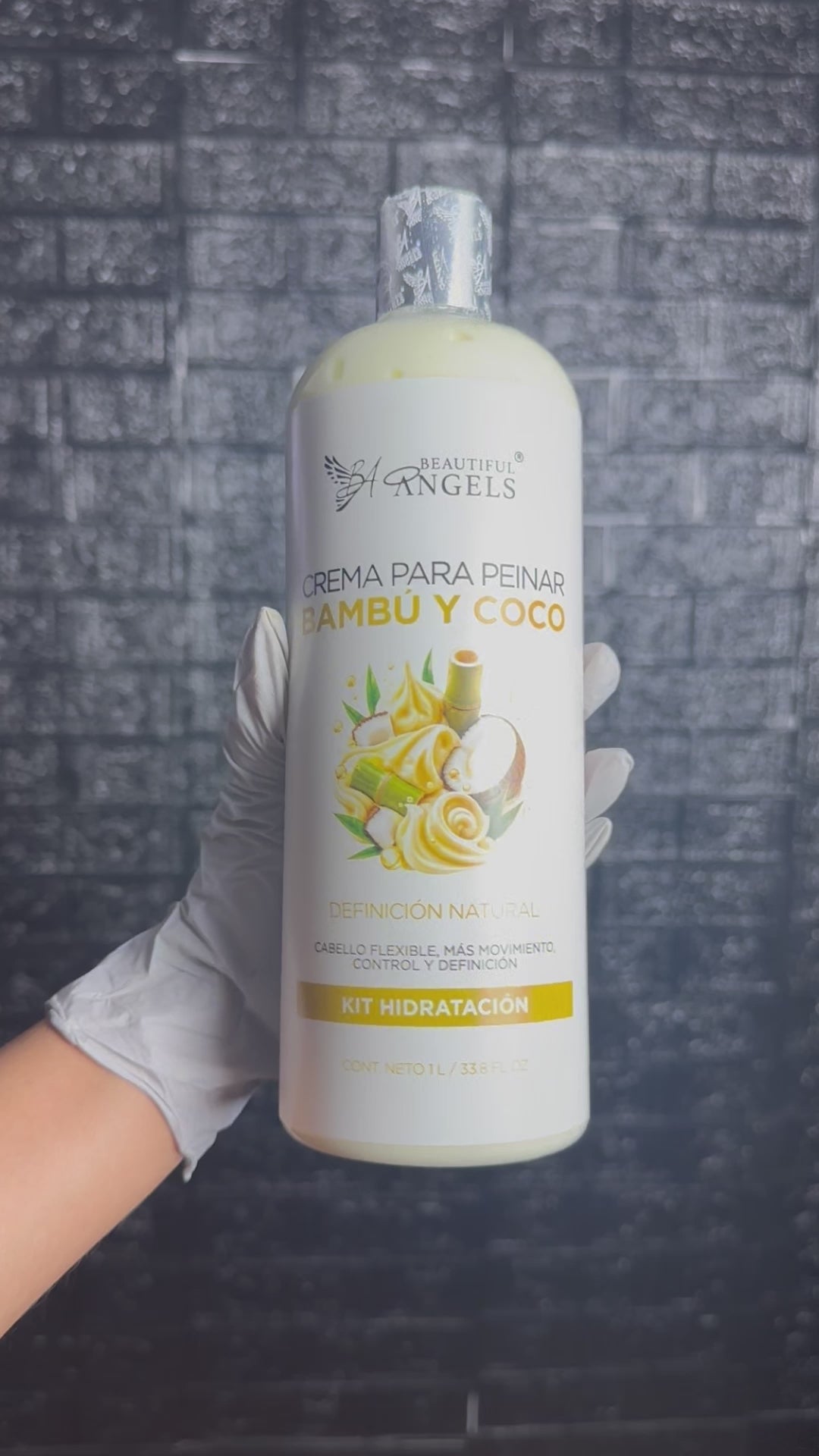 Crema para Peinar Bambú y Coco: Nutrición Profunda, Control y Definición del Estilo, con Textura Ligera y Acabado Sedoso Sin Residuos