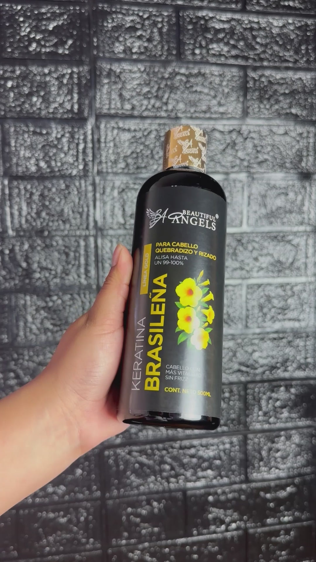 Kit Básico de Keratina Brasileña Gold 500ml Beautiful Angels-para Cabello Quebradizo, Rizado y suave, con acabado duradero